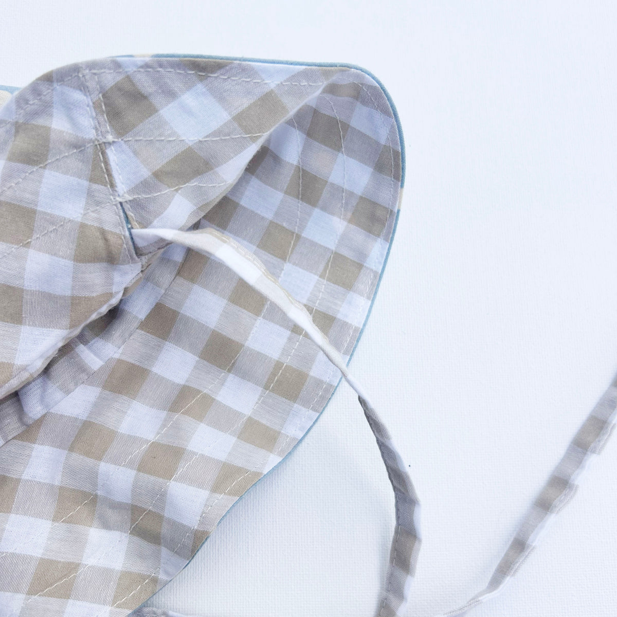 Reversible Sun Hat in Blue Spot/Oat Check