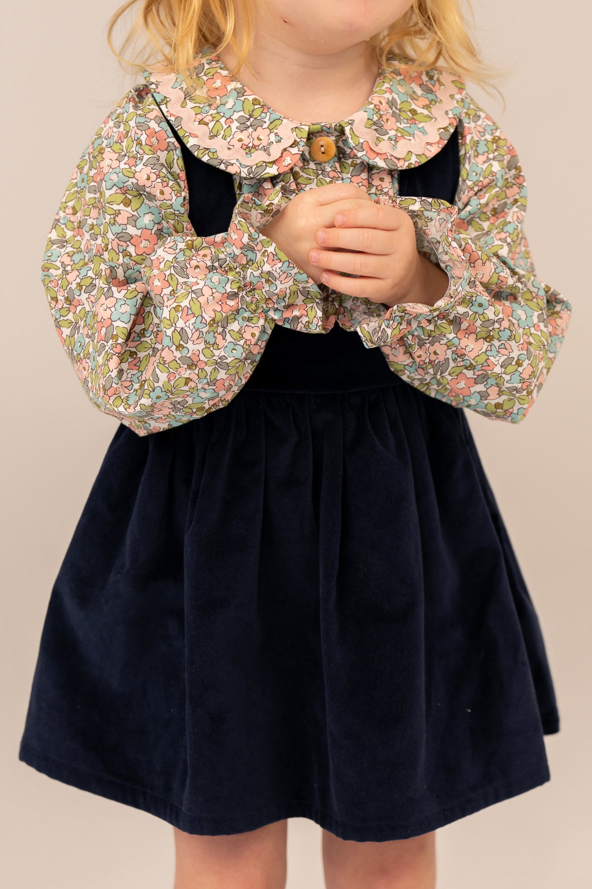 Clara Velveteen Pinafore in Navy