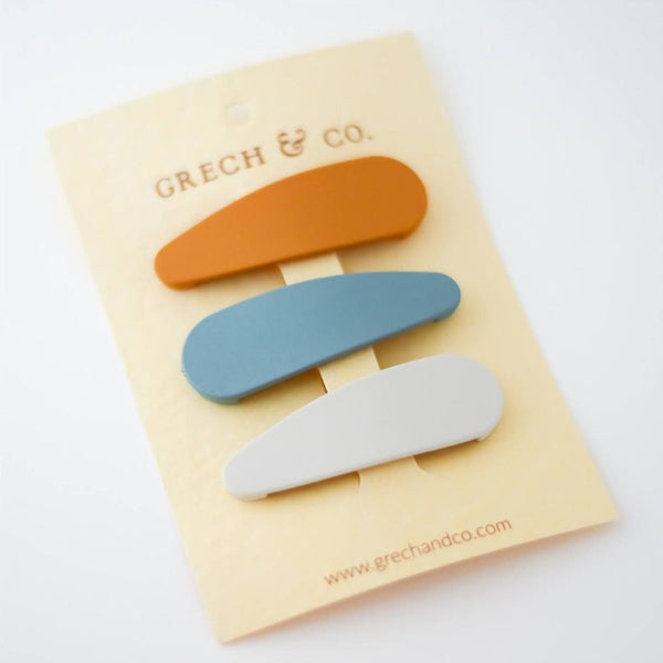 Sustainable Matte Hair Clips set of 3 (buff, rust, light blue)