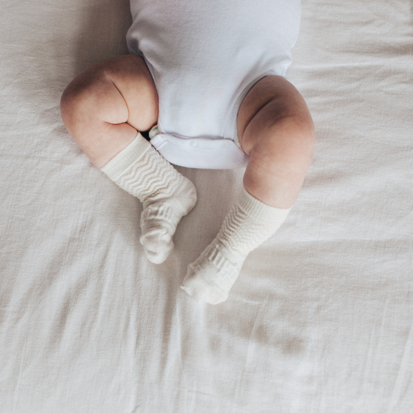 Lamington Merino Newborn Socks in Pearl
