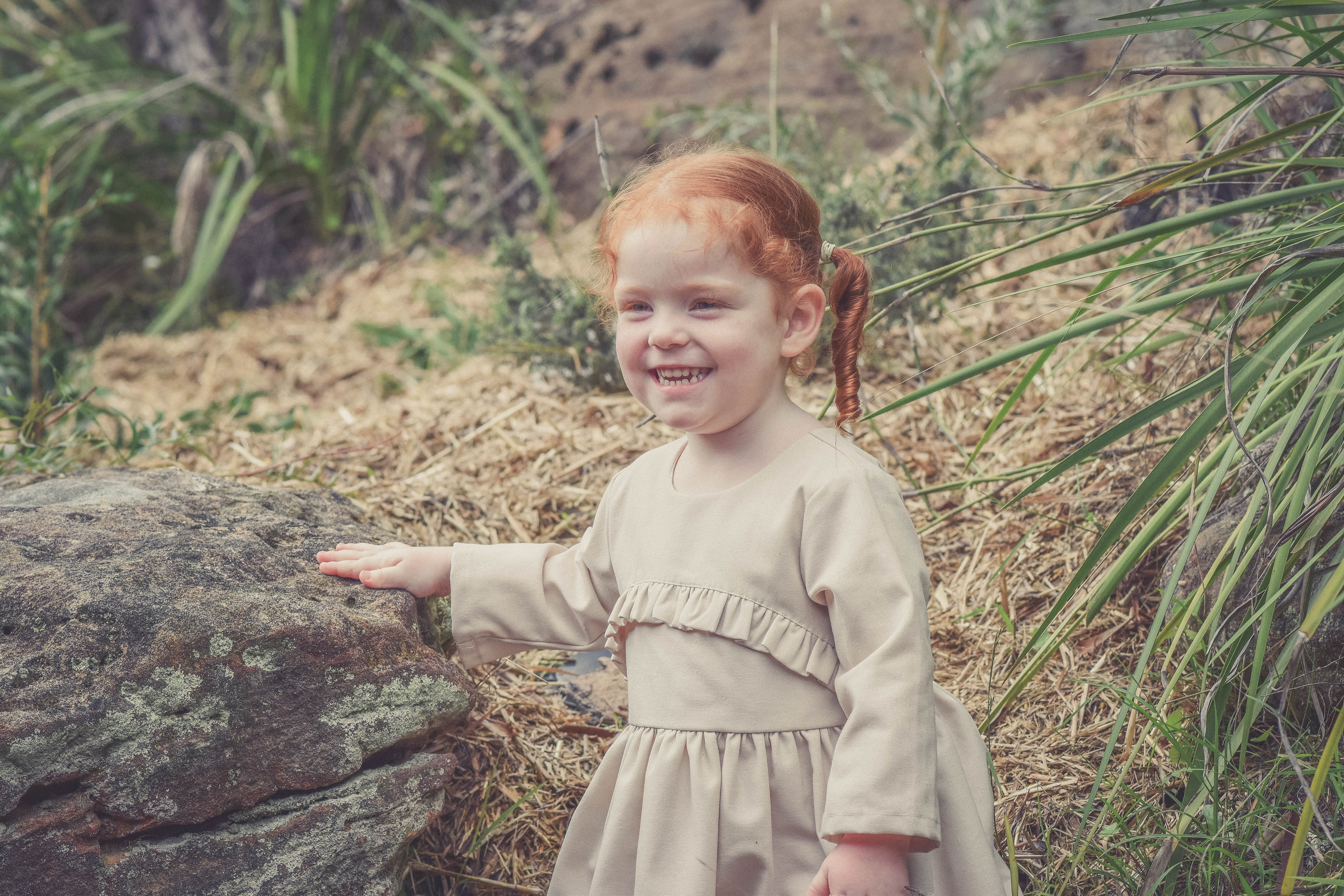 Elsie Frill Dress in Natural