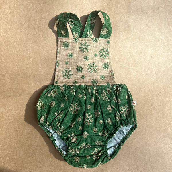 Baby Romper in Pine Snowflakes