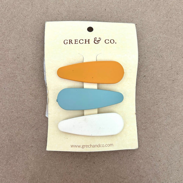 Sustainable Matte Hair Clips set of 3 (buff, rust, light blue)