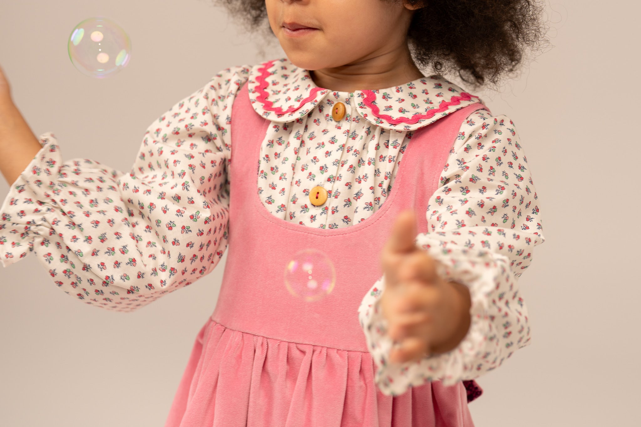 Clara Velveteen Pinafore in Morning Bloom